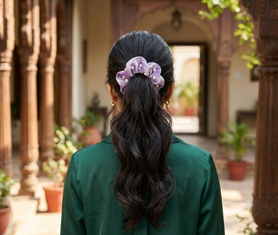 Trendy korean beads scrunchies SS-28