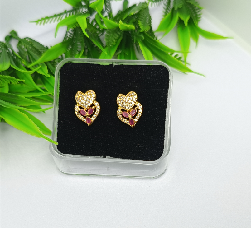 Elegant Gold Heart & Butterfly Crystal Stud Earrings for Women | Stylish Party & Everyday Earrings