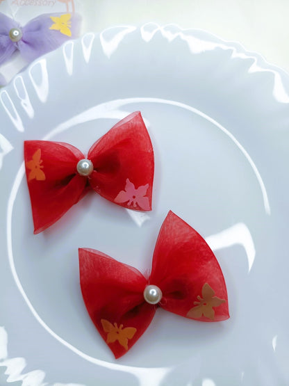 Elegant Butterfly Organza Bow Hair Clips – Pack of 2 SS-38