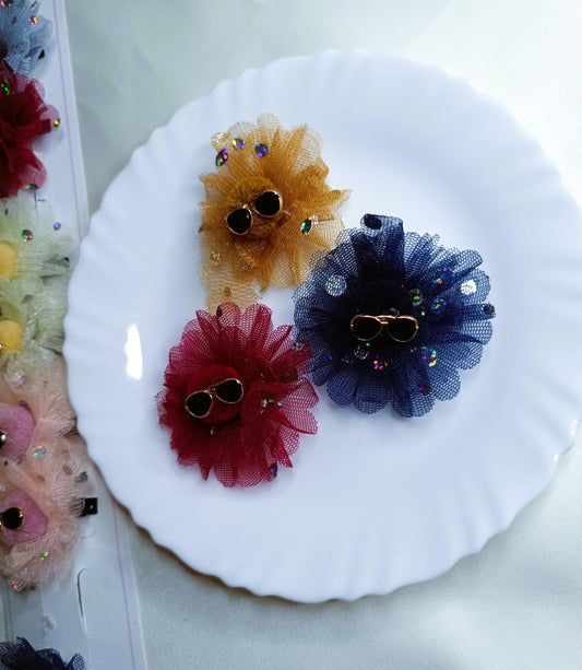 Cute Mesh Flower Hair Clips with Sunglasses Design SS-39