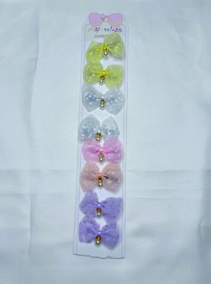 Pastel Pearl Organza Hair Bow Clips SS-40