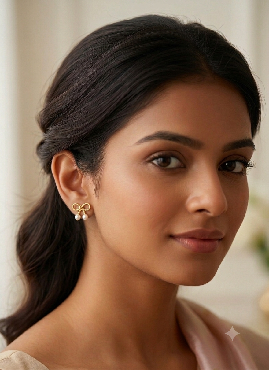 Luxe Bow Pearl Drop Earrings SS-48
