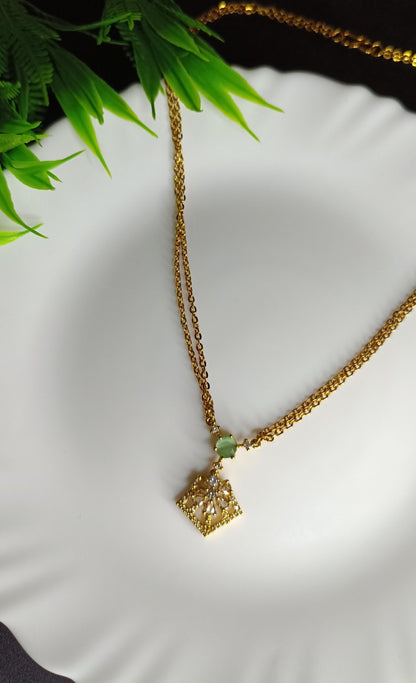 Premium quality gold plated CZ double chain pendent SS-51