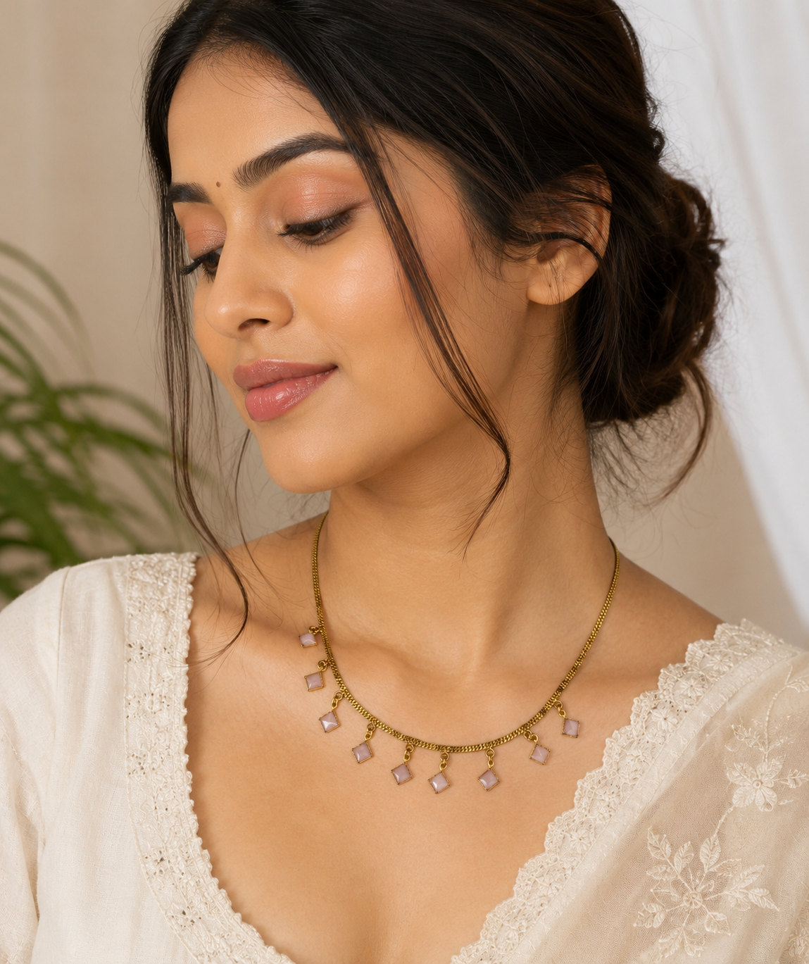 Elegant Gold-Tone Peach Charm Necklace for Women SS-54