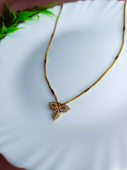 Golden Butterfly Crystal Pendant Necklace for Women SS-55
