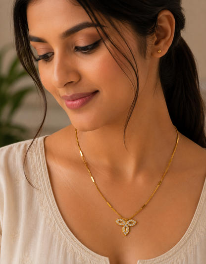 Golden Butterfly Crystal Pendant Necklace for Women SS-55