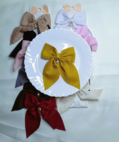 Bow with hanging pedant Alligator clip SS-60