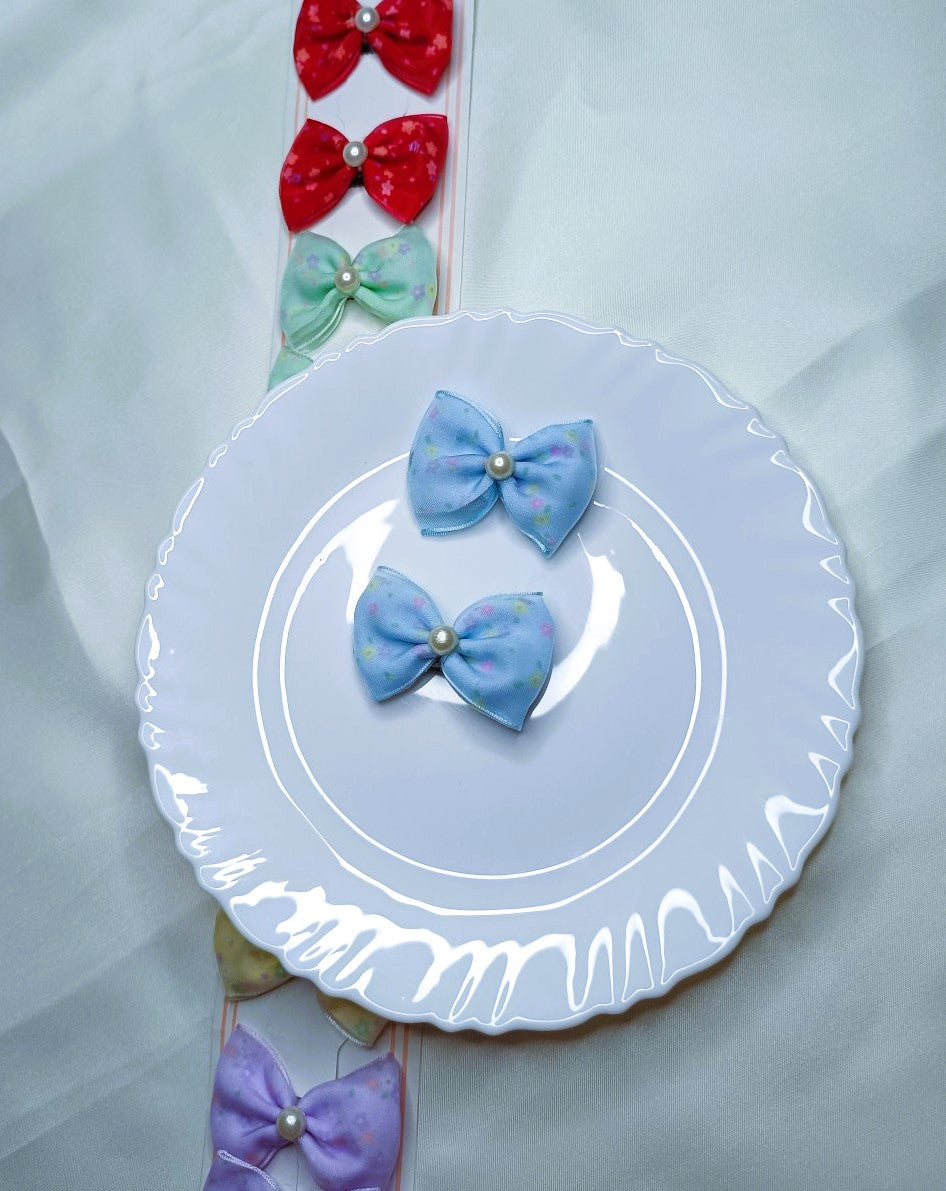 Cute Pearl Bow Hair Alligator Clip Set of 2 for Girls SS-61