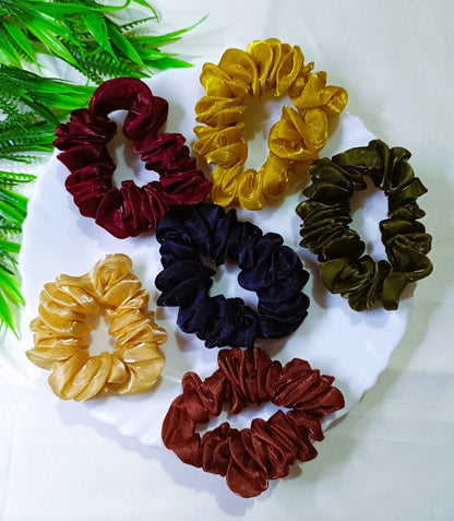 Trendy elegant shiny colour scrunchies SS-63
