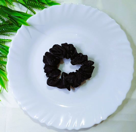 New elegant shiny black scrunchies SS-64