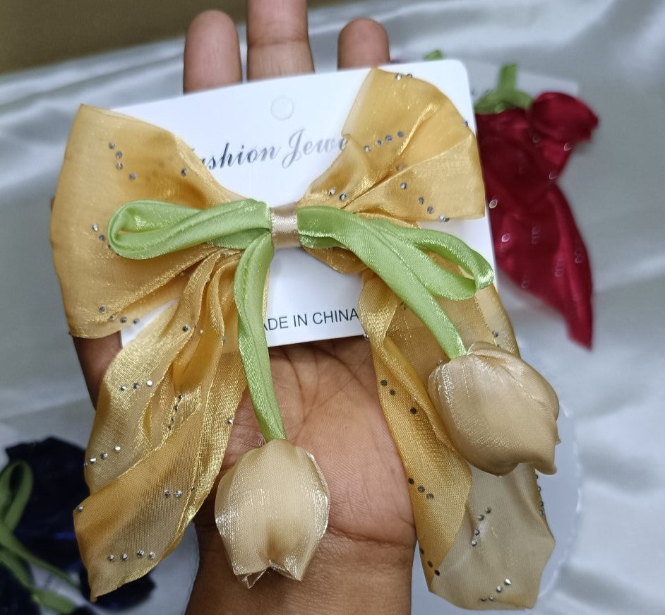 Premium Tulip Long Tail Bow Hair Clip for Girls & Women SS-69