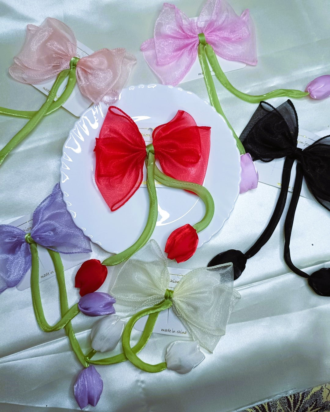 Elegant Organza Tulip Bow Hair Clip for Girls & Women SS-70