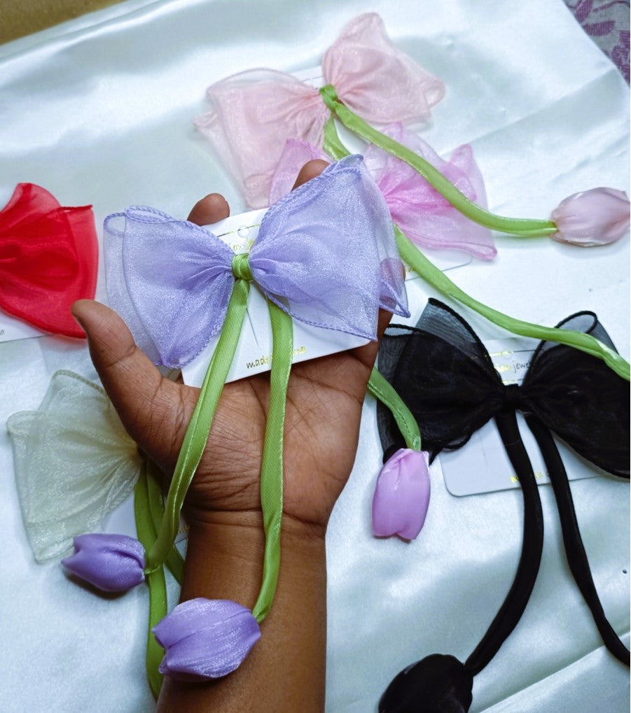 Elegant Organza Tulip Bow Hair Clip for Girls & Women SS-70