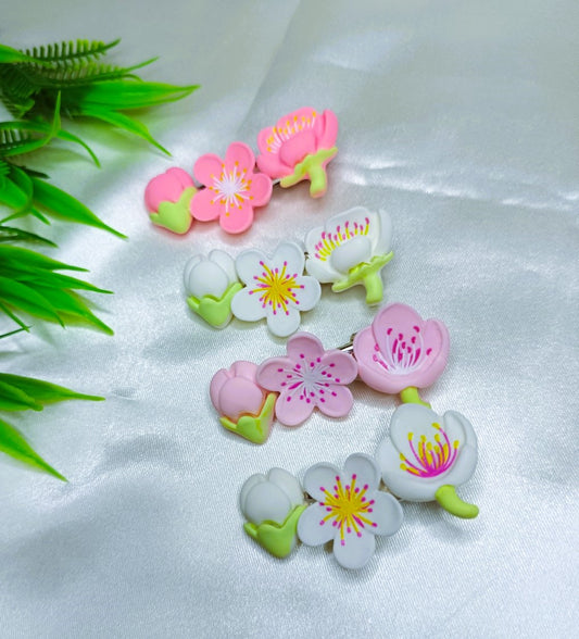 Cute Korean Style Floral Hair Snap Clips pack of 2 – SS-83