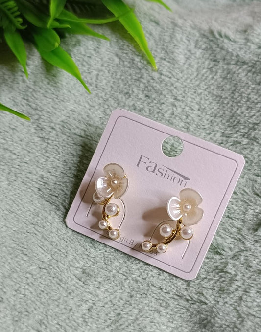 Elegant Floral Pearl Ear Jacket Earrings for Women SS-86