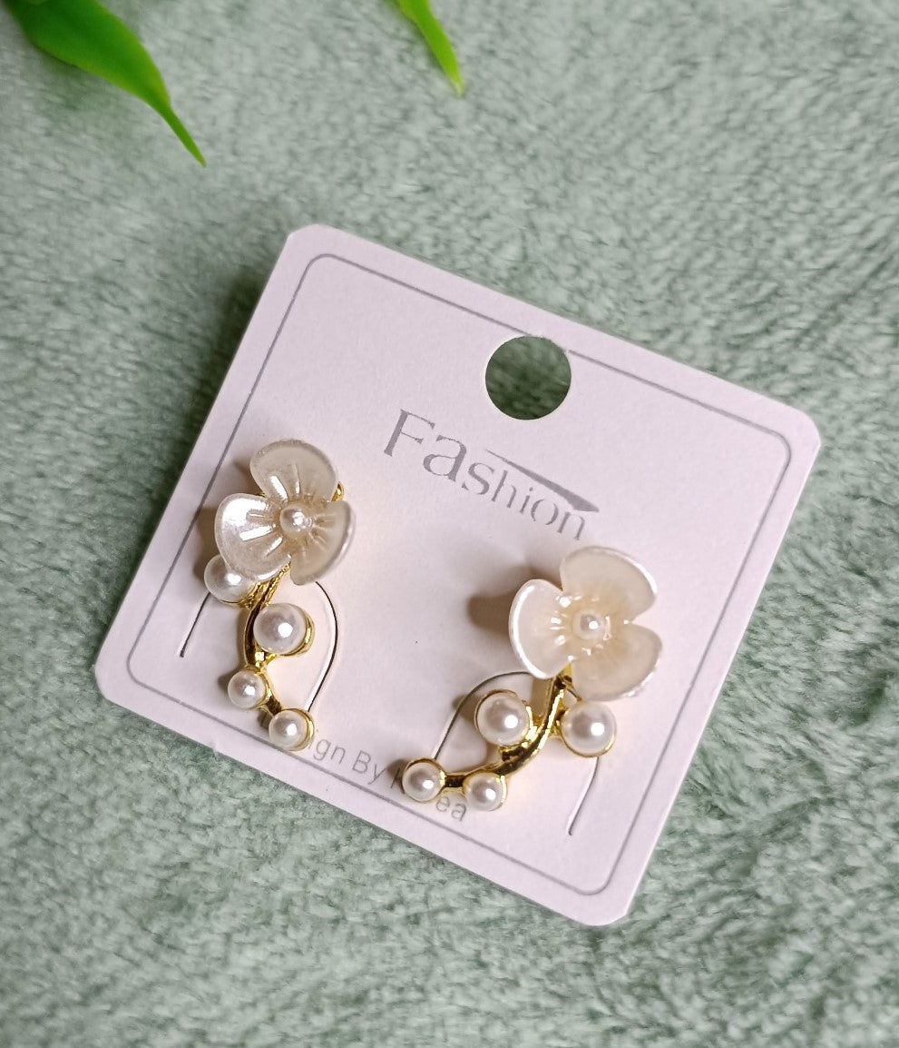 Elegant Floral Pearl Ear Jacket Earrings for Women SS-86