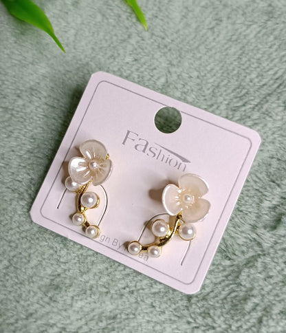 Elegant Floral Pearl Ear Jacket Earrings for Women SS-86