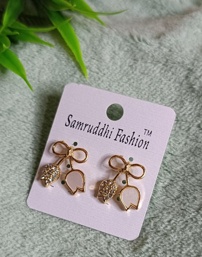 Trendy Bow & Pomegranate Charm Earrings SS-87