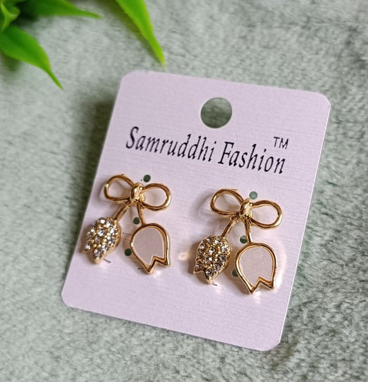 Trendy Bow & Pomegranate Charm Earrings SS-87