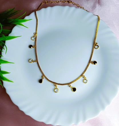 Trendy gold plated black &white stone charm necklace for women SS-89