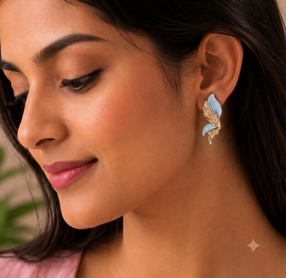 Blue Floral Pearl Stud & Drop Earrings SS-93