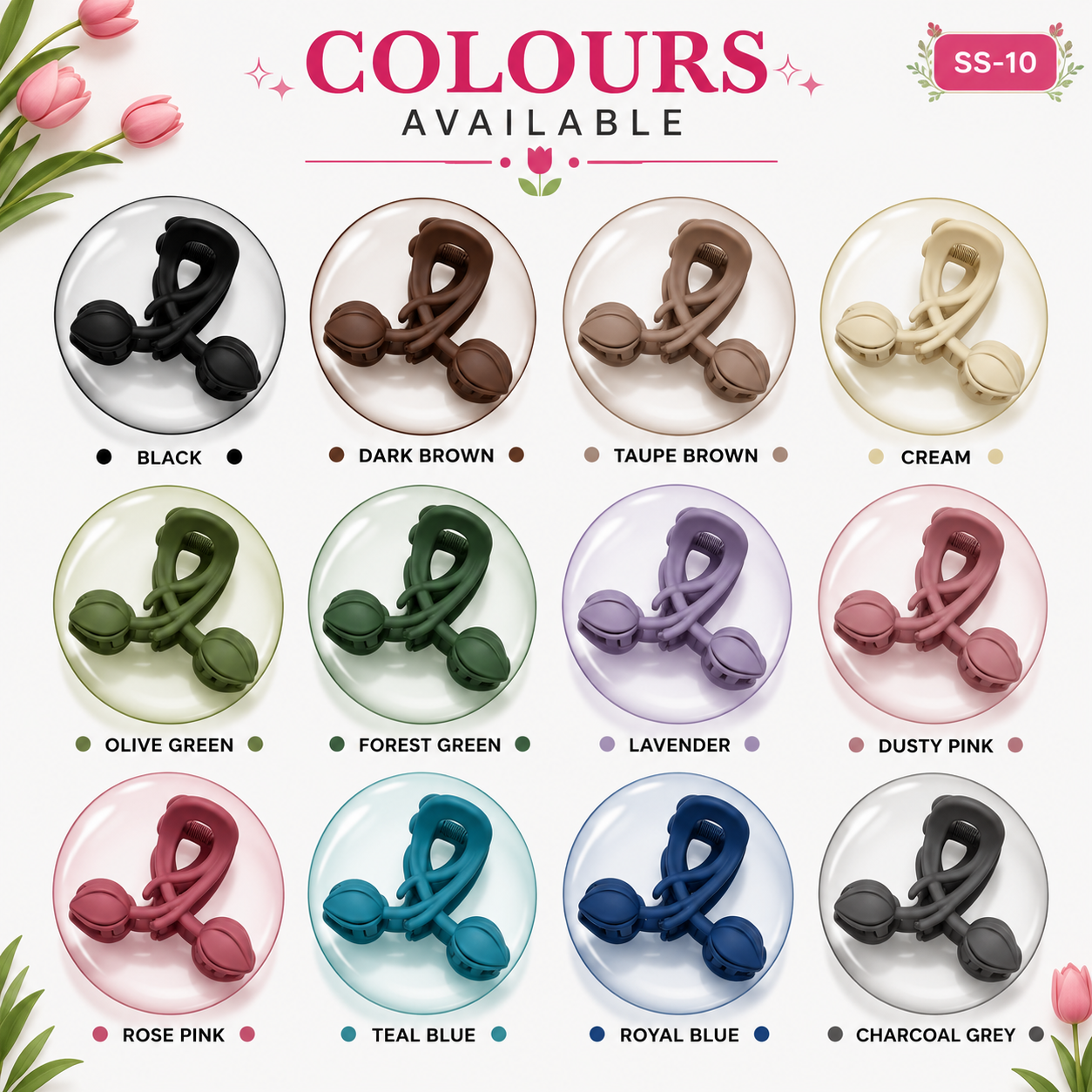 Elegant matte Tulip big hair claw clips SS-10