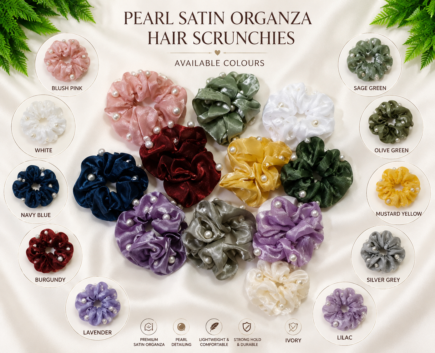 Trendy korean beads scrunchies SS-28