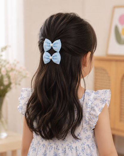 Cute Pearl Bow Hair Alligator Clip Set of 2 for Girls SS-61