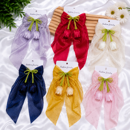 Elegant Tulip Long Tail Bow Hair Clip for Girls & Women SS-68