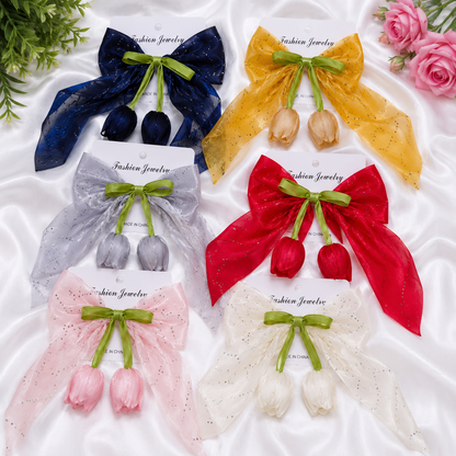 Premium Tulip Long Tail Bow Hair Clip for Girls & Women SS-69