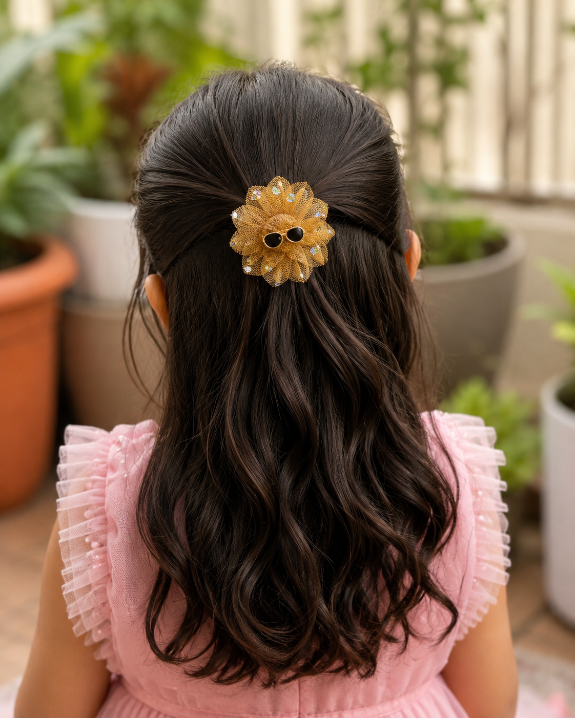 Cute Mesh Flower Hair Clips with Sunglasses Design SS-39