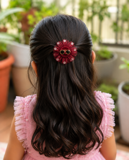 Cute Mesh Flower Hair Clips with Sunglasses Design SS-39