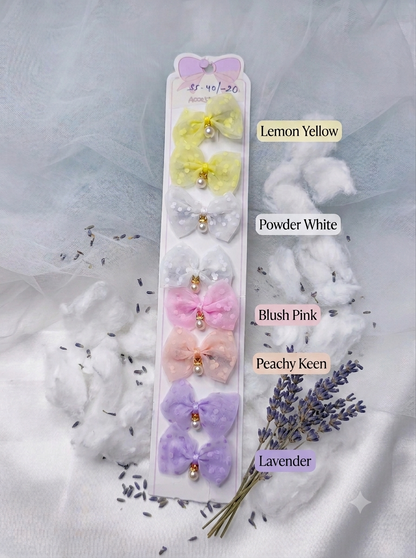 Pastel Pearl Organza Hair Bow Clips SS-40