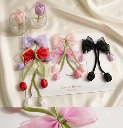 Elegant Organza Tulip Bow Hair Clip for Girls & Women SS-70
